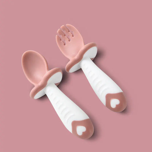 Soft Head Spoon and Fork Set for Baby Learning